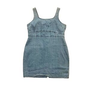 Plus size women’s jean dress short light wash denim dress tank dress mini denim